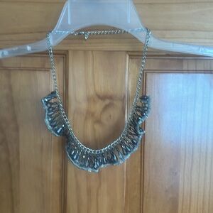 Black and silver 11” statement piece necklace.
